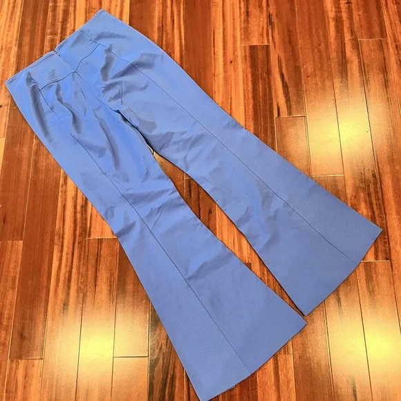 New NWT Free‎ People Periwinkle Blue Flare Pants Trousers Dress Back Zip Size M - Picture 3 of 10